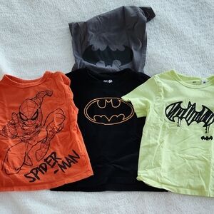 3 Superhero shirts Batman With A Cape / Spiderman Bundle